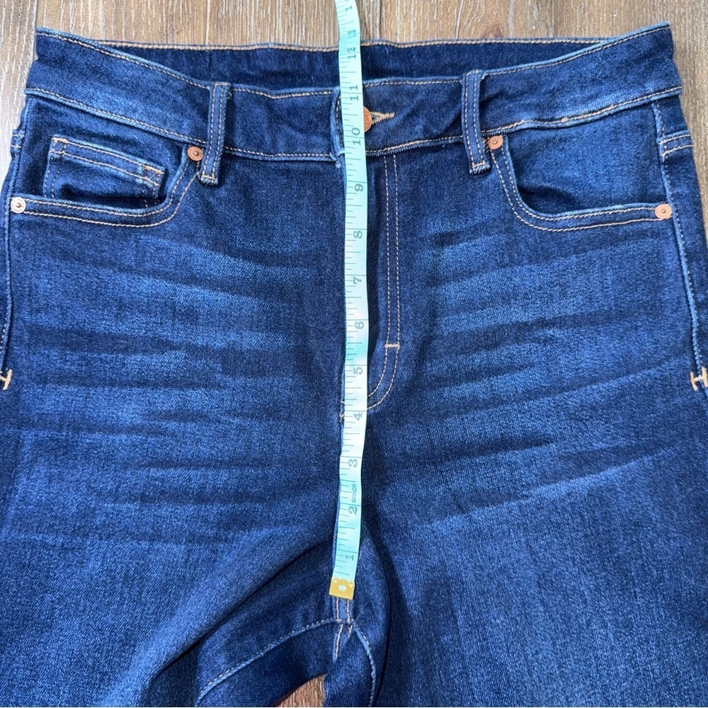 HIDDEN High Rise Wide Leg Jeans Frayed Hem Dark Blue Stretchy ankle crop - Picture 9 of 14